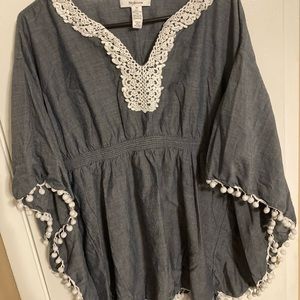 Charcoal Batwing/Poncho Blouse Size 10 Style&Co